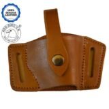 High-quality tan leather pistol holster offering stylish and secure firearm protection for